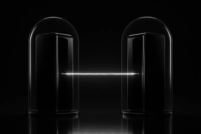 Dos servidores protegidos unidos por un haz de luz